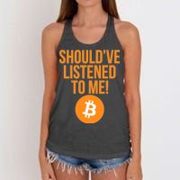 Should've Listened To Me Funny Bitcoin Women's Knotted Racerback Tank