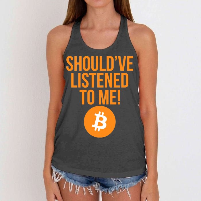 Should've Listened To Me Funny Bitcoin Women's Knotted Racerback Tank