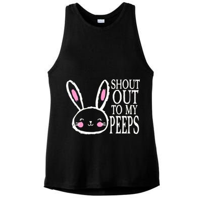 Shout Out To My Peeps Funny Easter Bunny Design Ladies PosiCharge Tri-Blend Wicking Tank