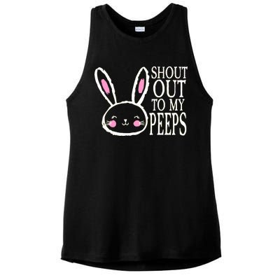 Shout Out To My Peeps Funny Easter Bunny Design Ladies PosiCharge Tri-Blend Wicking Tank