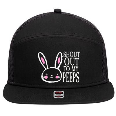 Shout Out To My Peeps Funny Easter Bunny Design 7 Panel Mesh Trucker Snapback Hat