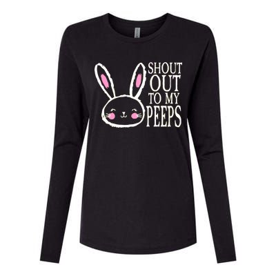 Shout Out To My Peeps Funny Easter Bunny Design Womens Cotton Relaxed Long Sleeve T-Shirt