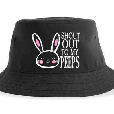 Shout Out To My Peeps Funny Easter Bunny Design Sustainable Bucket Hat