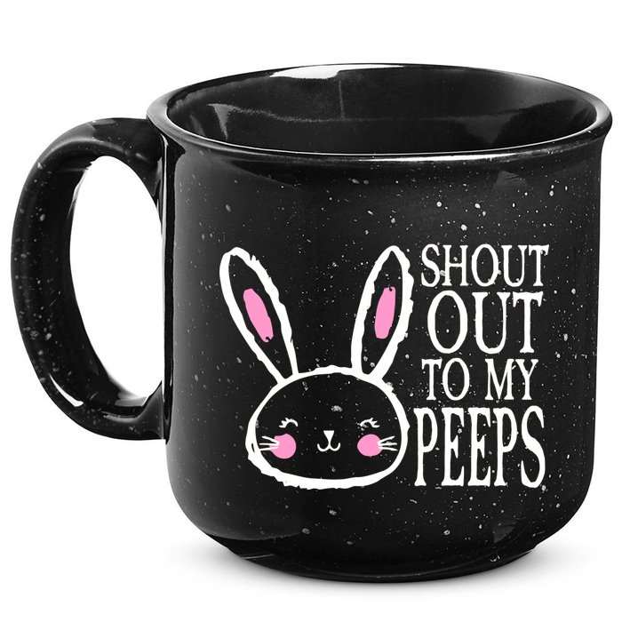 Shout Out To My Peeps Funny Easter Bunny Design 15oz Campfire Ceramic Mug