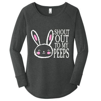 Shout Out To My Peeps Funny Easter Bunny Design Women's Perfect Tri Tunic Long Sleeve Shirt