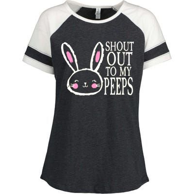 Shout Out To My Peeps Funny Easter Bunny Design Enza Ladies Jersey Colorblock Tee