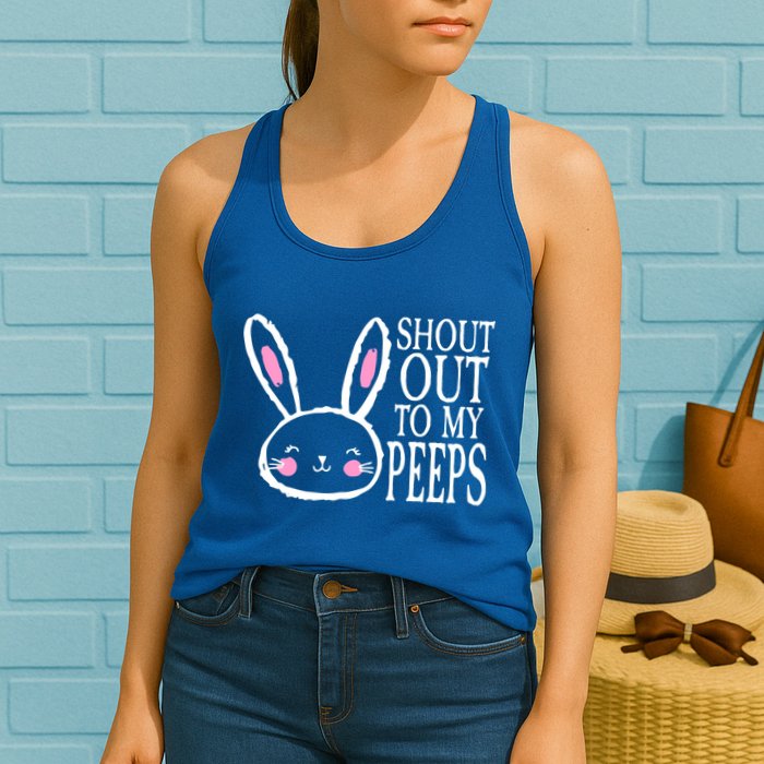 Shout Out To My Peeps Funny Easter Bunny Design Womens Tank Top