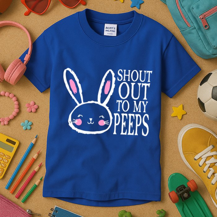 Shout Out To My Peeps Funny Easter Bunny Design Kids T-Shirt