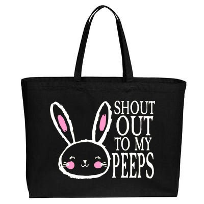 Shout Out To My Peeps Funny Easter Bunny Design Cotton Canvas Jumbo Tote