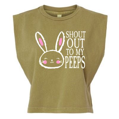 Shout Out To My Peeps Funny Easter Bunny Design Garment-Dyed Women's Muscle Tee