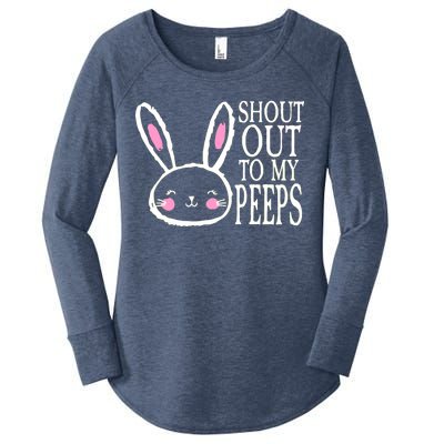 Shout Out To My Peeps Funny Easter Bunny Design Women's Perfect Tri Tunic Long Sleeve Shirt