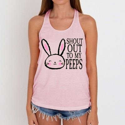 Shout Out To My Peeps Funny Easter Bunny Design Women's Knotted Racerback Tank