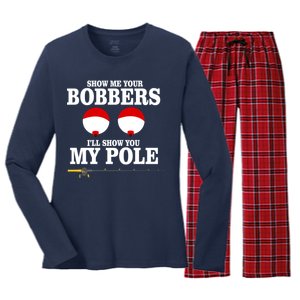 Show Me Your Bobbers I'll Show You My Pole Women's Long Sleeve Flannel Pajama Set 