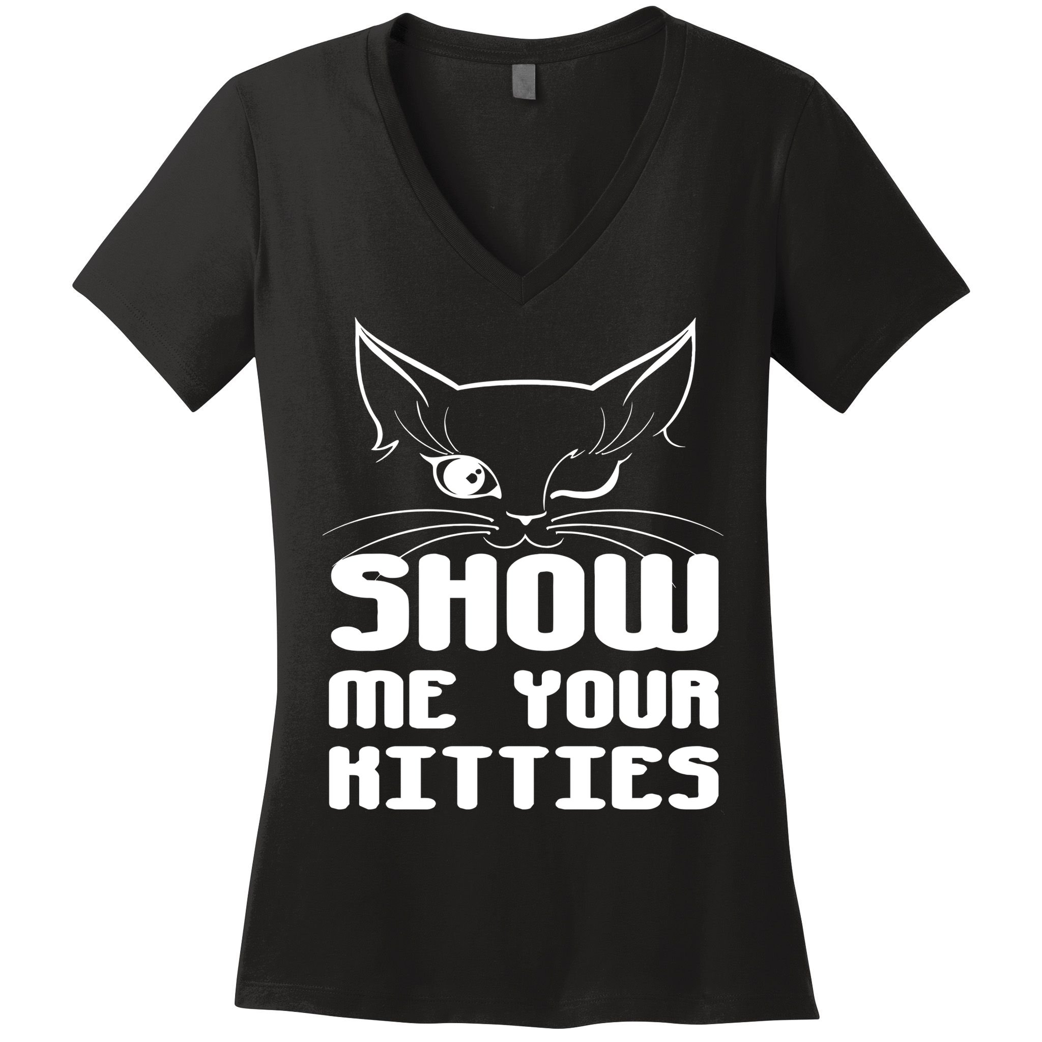 Show Me Your Kitties Funny Cat Women's V-Neck T-Shirt