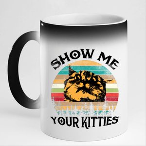 Show Me Your Kitties Retro Cat Lover 11oz Black Color Changing Mug