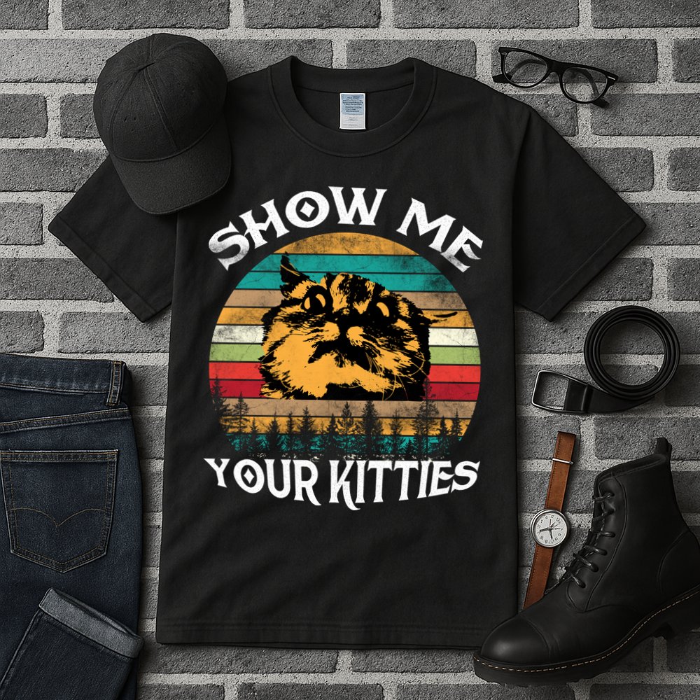 Show Me Your Kitties Retro Cat Lover Tall T-Shirt