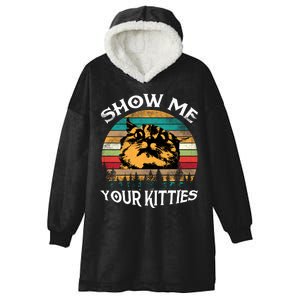 Show Me Your Kitties Retro Cat Lover Hooded Wearable Blanket