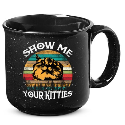 Show Me Your Kitties Retro Cat Lover 15oz Campfire Ceramic Mug