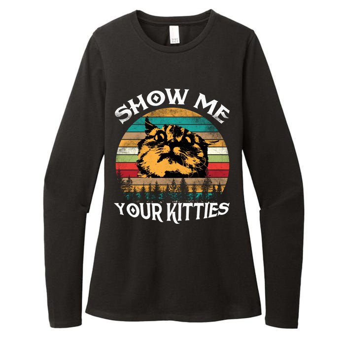 Show Me Your Kitties Retro Cat Lover Womens CVC Long Sleeve Shirt