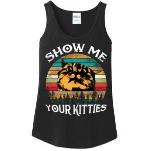 Show Me Your Kitties Retro Cat Lover Ladies Essential Tank