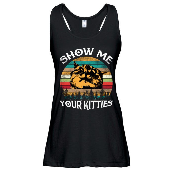 Show Me Your Kitties Retro Cat Lover Ladies Essential Flowy Tank