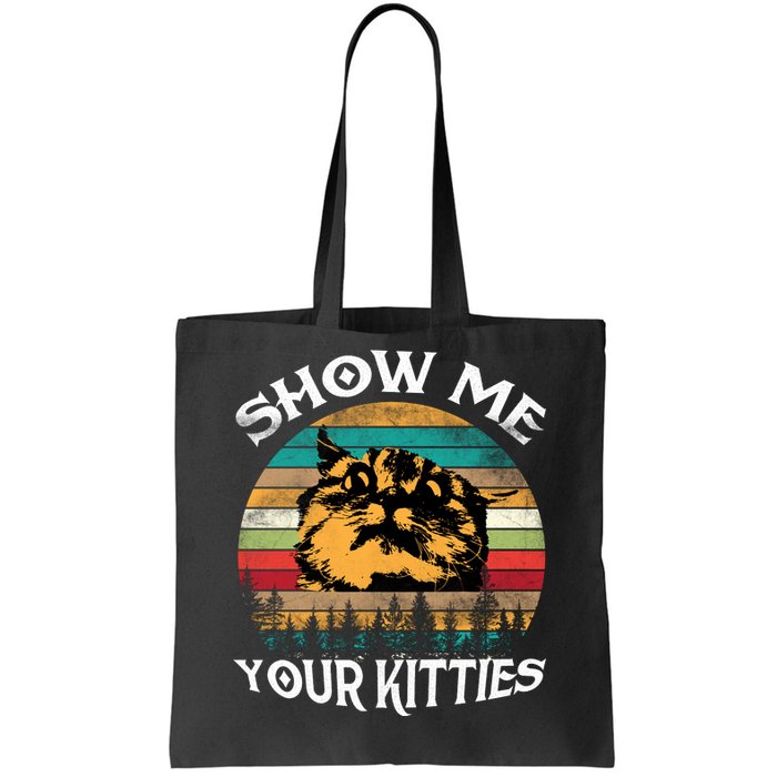 Show Me Your Kitties Retro Cat Lover Tote Bag