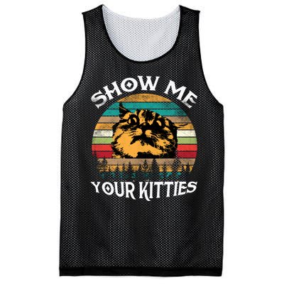 Show Me Your Kitties Retro Cat Lover Mesh Reversible Basketball Jersey Tank