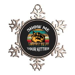 Show Me Your Kitties Retro Cat Lover Metallic Star Ornament