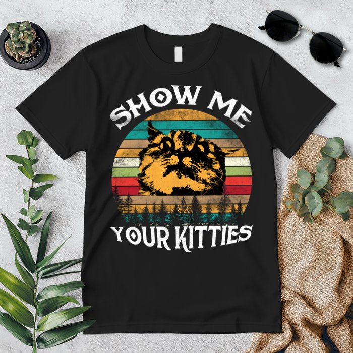 Show Me Your Kitties Retro Cat Lover Premium T-Shirt