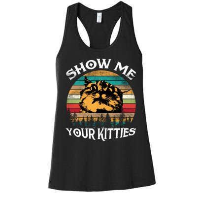 Show Me Your Kitties Retro Cat Lover Women's Racerback Tank