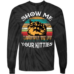 Show Me Your Kitties Retro Cat Lover Tie-Dye Long Sleeve Shirt