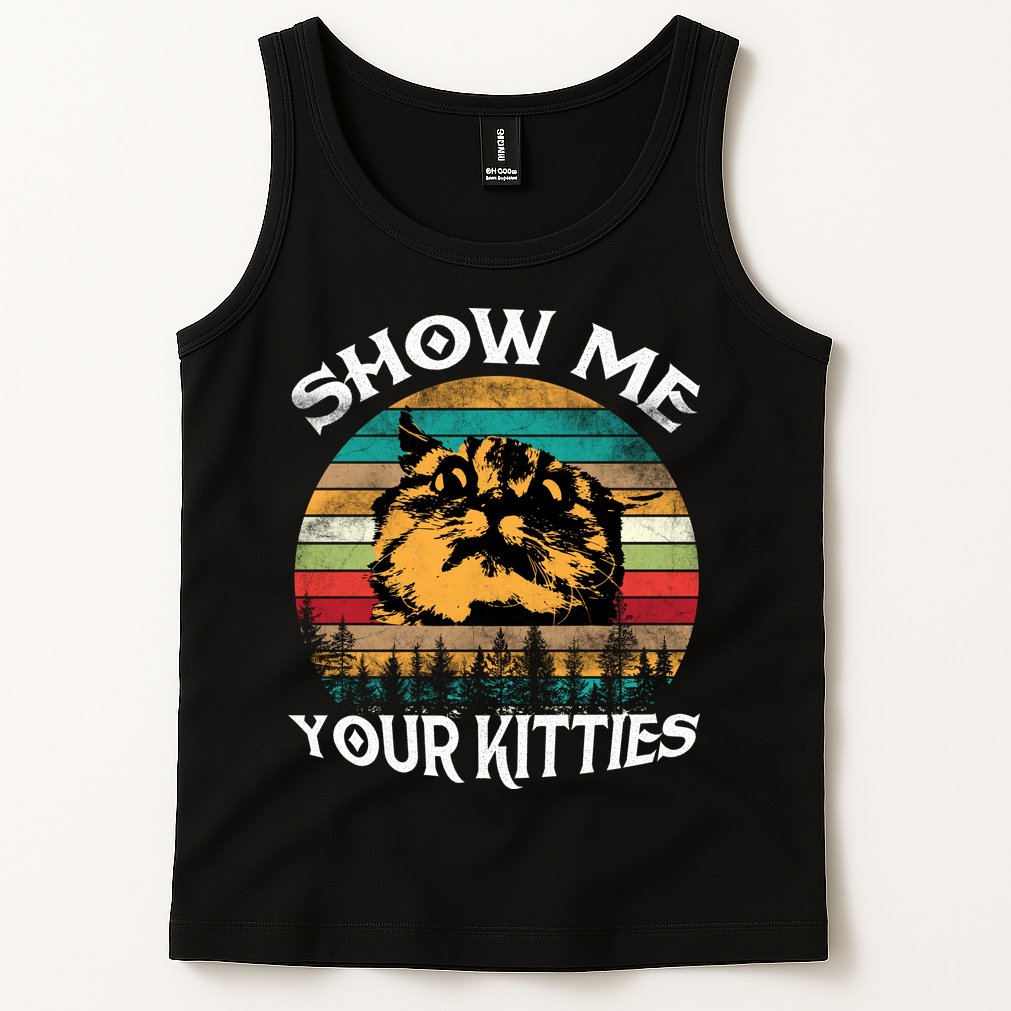 Show Me Your Kitties Retro Cat Lover Tank Top