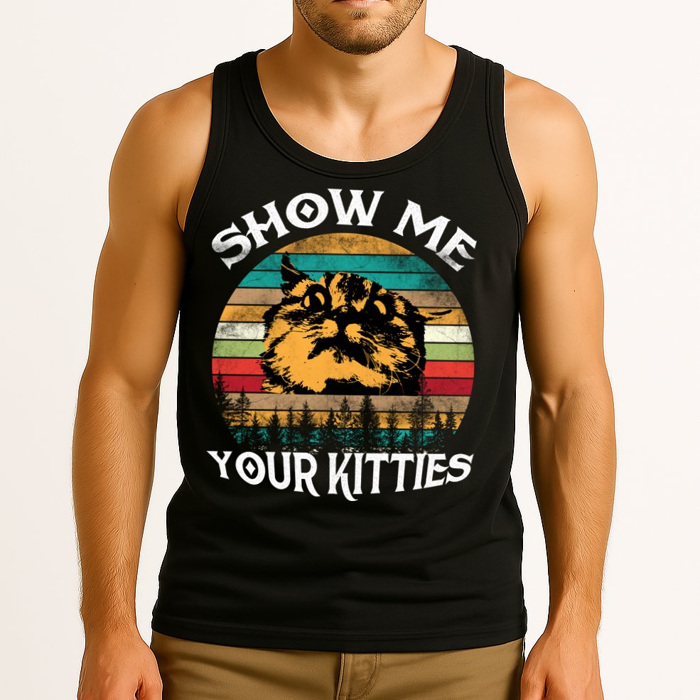 Show Me Your Kitties Retro Cat Lover Tank Top