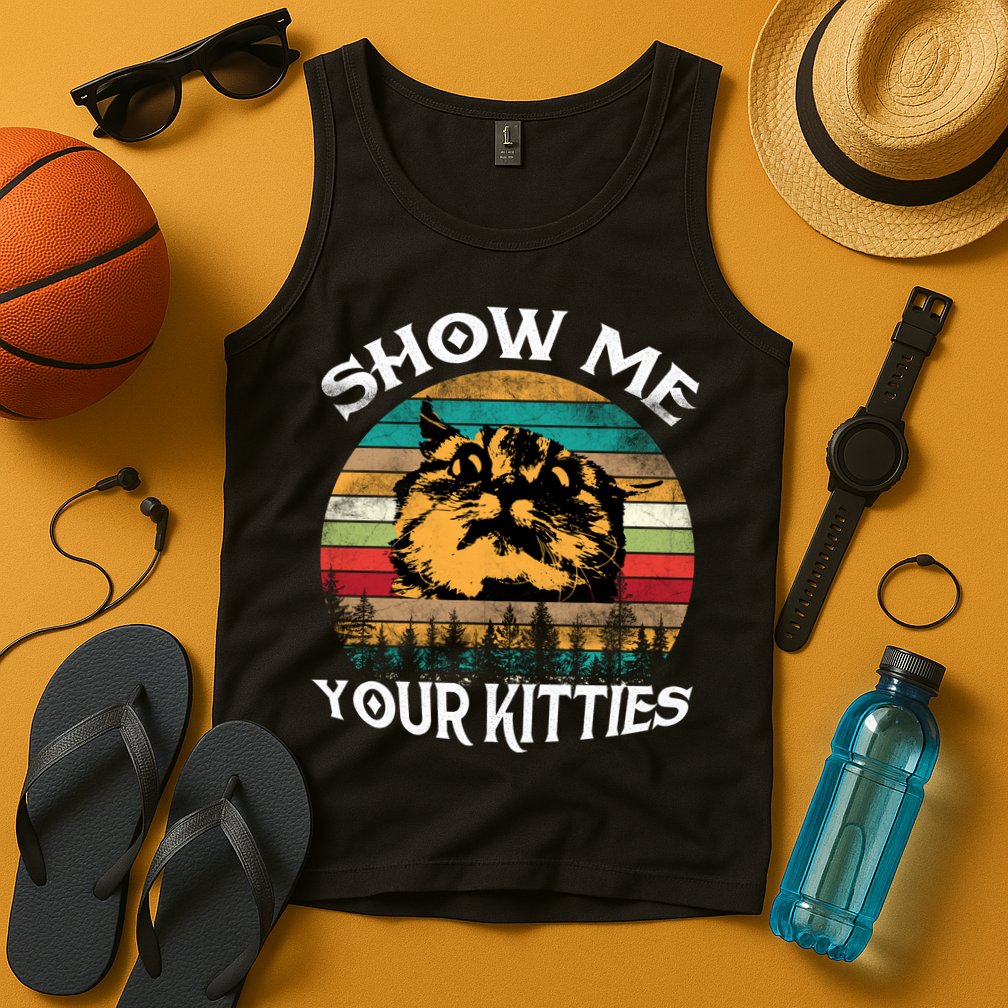 Show Me Your Kitties Retro Cat Lover Tank Top