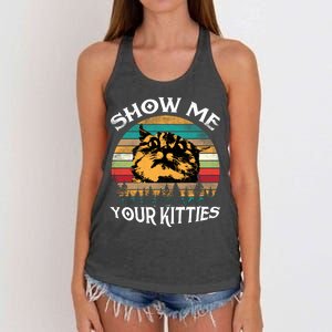 Show Me Your Kitties Retro Cat Lover Women's Knotted Racerback Tank