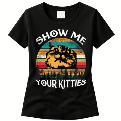 Show Me Your Kitties Retro Cat Lover Womens T-Shirt