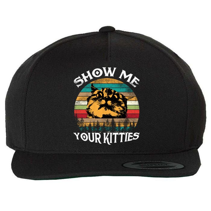 Show Me Your Kitties Retro Cat Lover Wool Snapback Cap