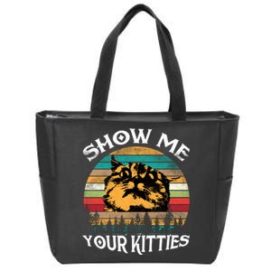 Show Me Your Kitties Retro Cat Lover Zip Tote Bag