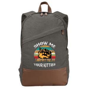 Show Me Your Kitties Retro Cat Lover Cotton Canvas Backpack