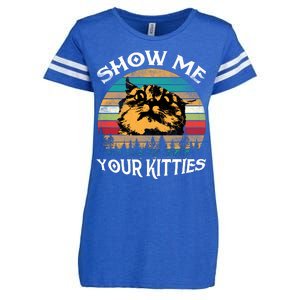 Show Me Your Kitties Retro Cat Lover Enza Ladies Jersey Football T-Shirt