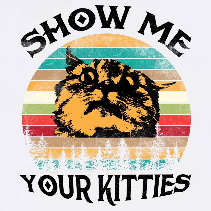 Show Me Your Kitties Retro Cat Lover Garment-Dyed Sweatshirt