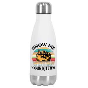 Show Me Your Kitties Retro Cat Lover Stainless Steel Insulated Water Bottle