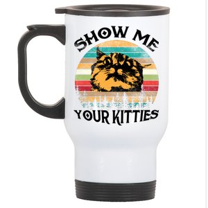 Show Me Your Kitties Retro Cat Lover Stainless Steel Travel Mug