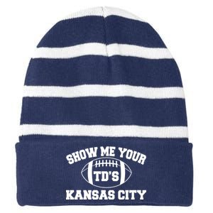 Show Me Your TD'S Kansas City Football Striped Beanie with Solid Band