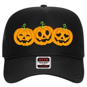 Spooky Halloween Pumpkin Decorations High Crown Mesh Back Trucker Hat