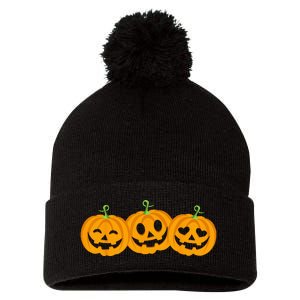 Spooky Halloween Pumpkin Decorations Pom Pom 12in Knit Beanie