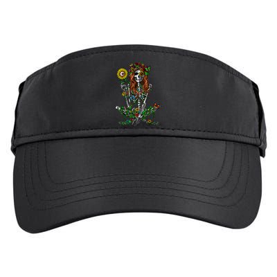 Skeleton Hippie Psychedelic Sunflower Nature Floral Women Adult Drive Performance Visor