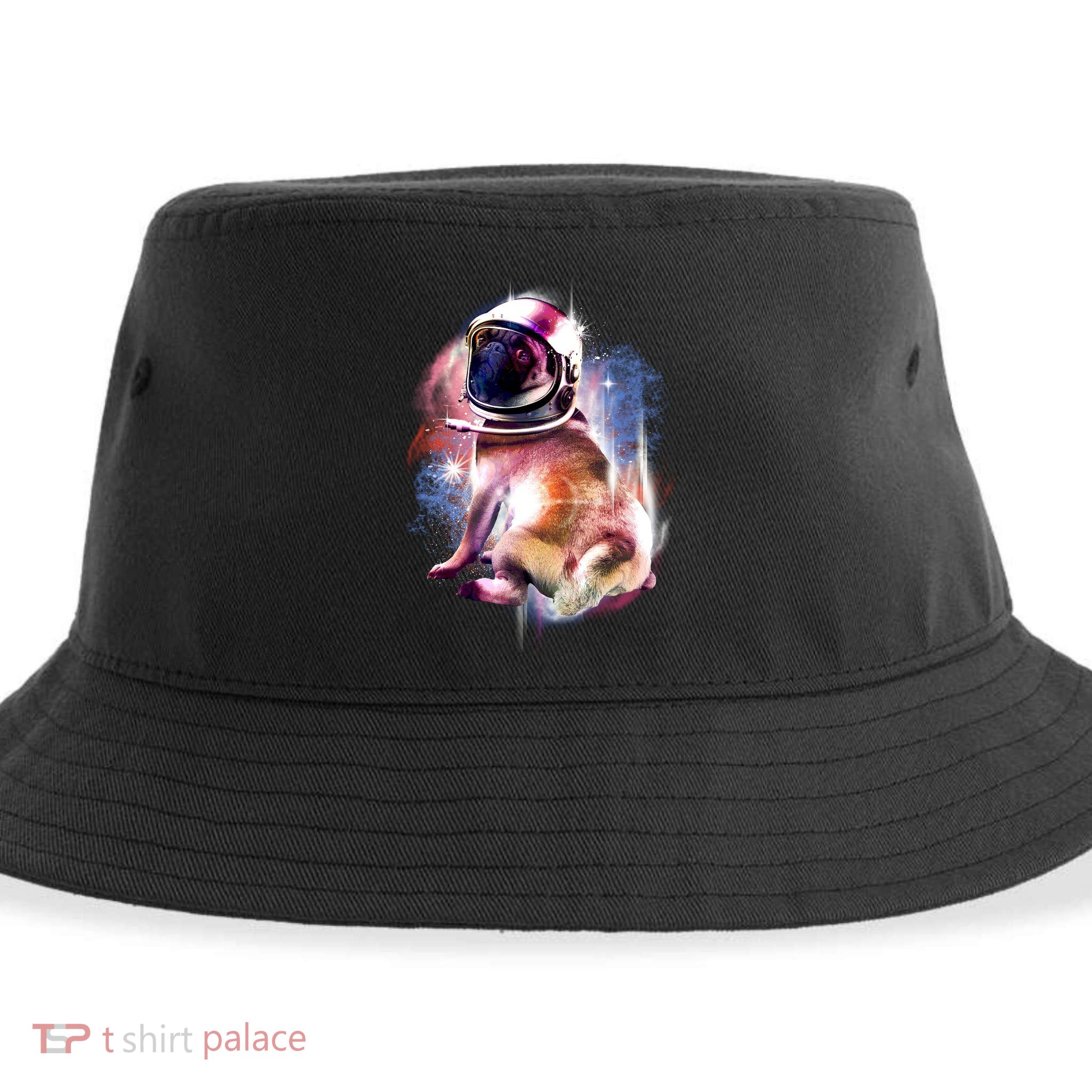 Space Hunger Pug Sustainable Bucket Hat