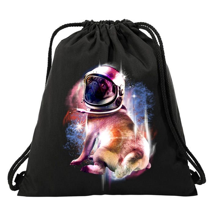 Space Hunger Pug Drawstring Bag