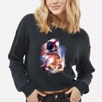 Space Hunger Pug Cropped Pullover Crew